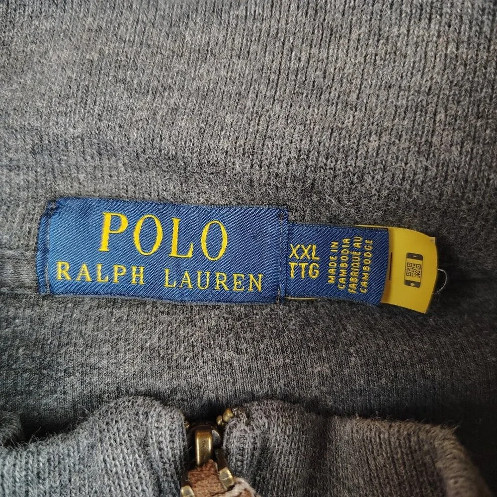 Polo Ralph Lauren Pullover Sweater Mens 2XL Gray 1/4 Zip